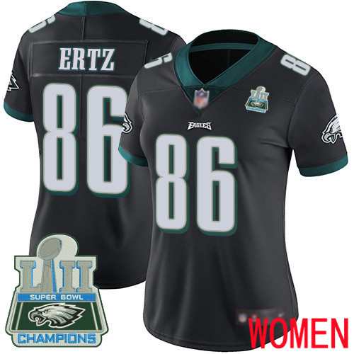 Women Philadelphia Eagles #86 Zach Ertz Black Alternate Vapor Untouchable NFL Jersey Limited Player Super Bowl LII 100th